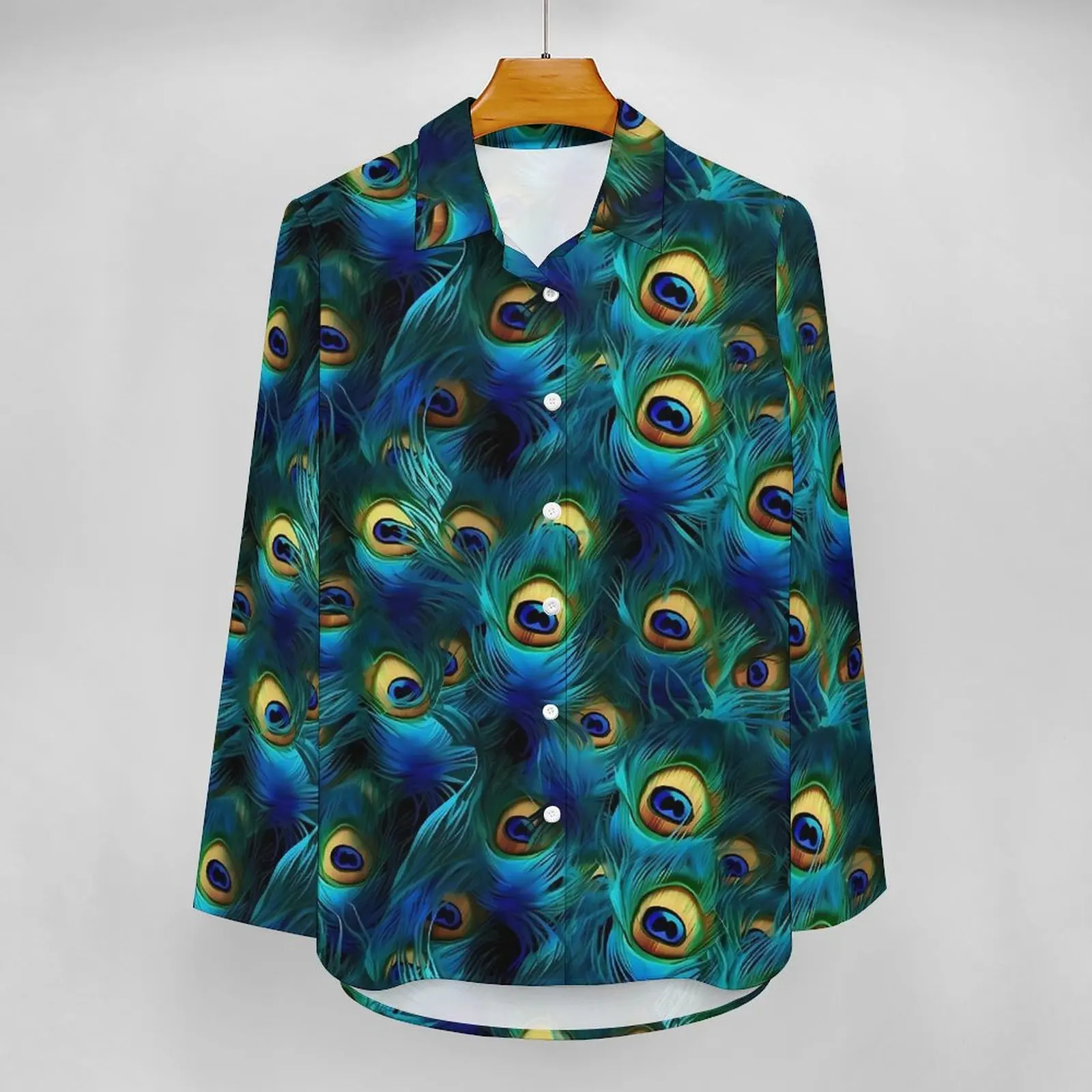 Винтажная повседневная блузка с павлиньими перьями кавайные блузки длинными