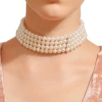 multilayer pearl necklac imitation pearl necklace girl simple handmade strand bead necklace for woman jewelry gift dropshipping
