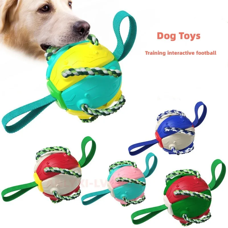 

Мяч для собачьего футбола, интерактивные игрушки для домашних животных, складной мяч, молярная игрушка, мяч для тренировки на открытом воздухе для щенков, собак, аксессуары для жевания собак