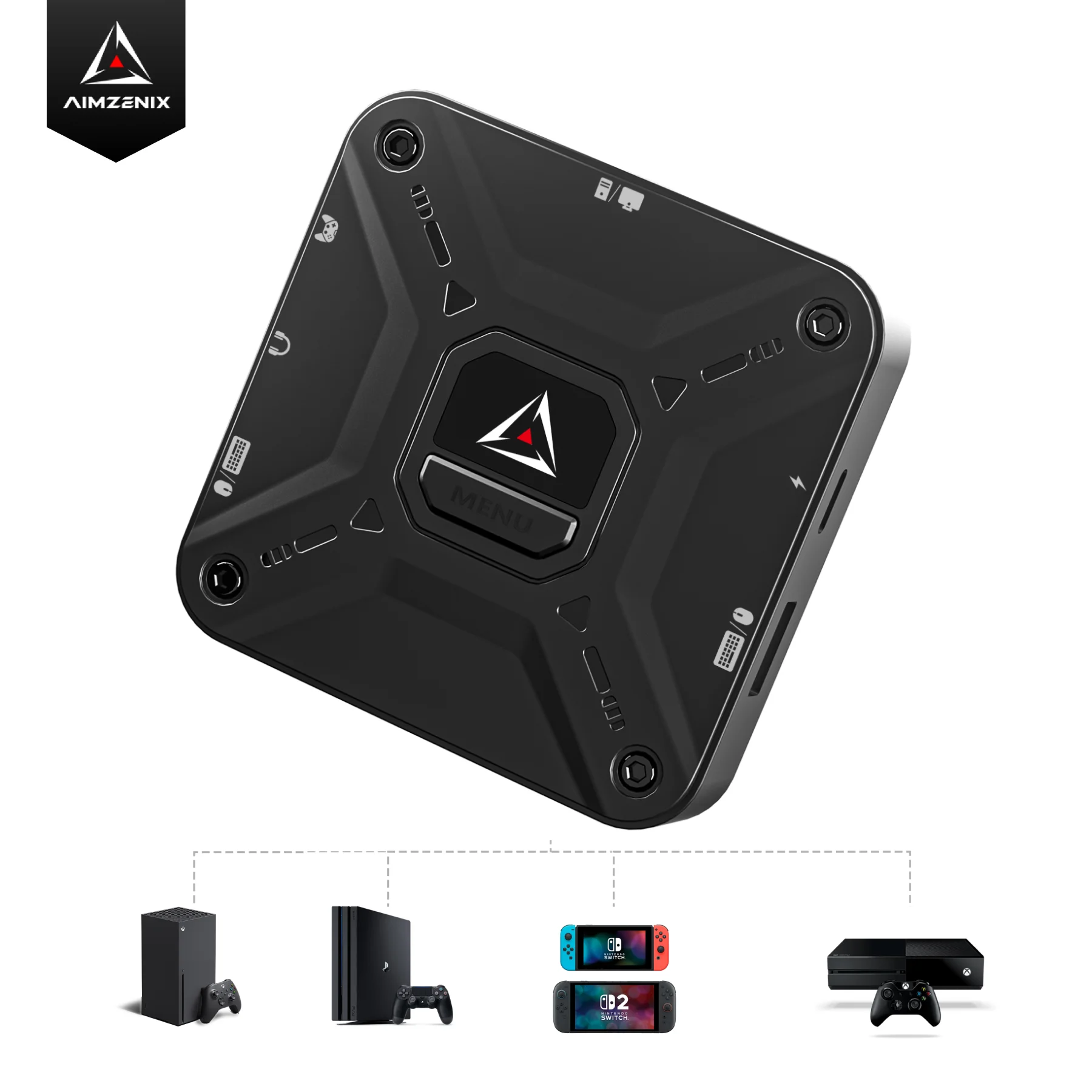 Фото Адаптер для клавиатуры и мыши AIMZENIX AX360P для Xbox/PS4/NS, конвертер для консольных FPS-игр, настройка через мобильное приложение 【Новая версия 2026 года】 №1