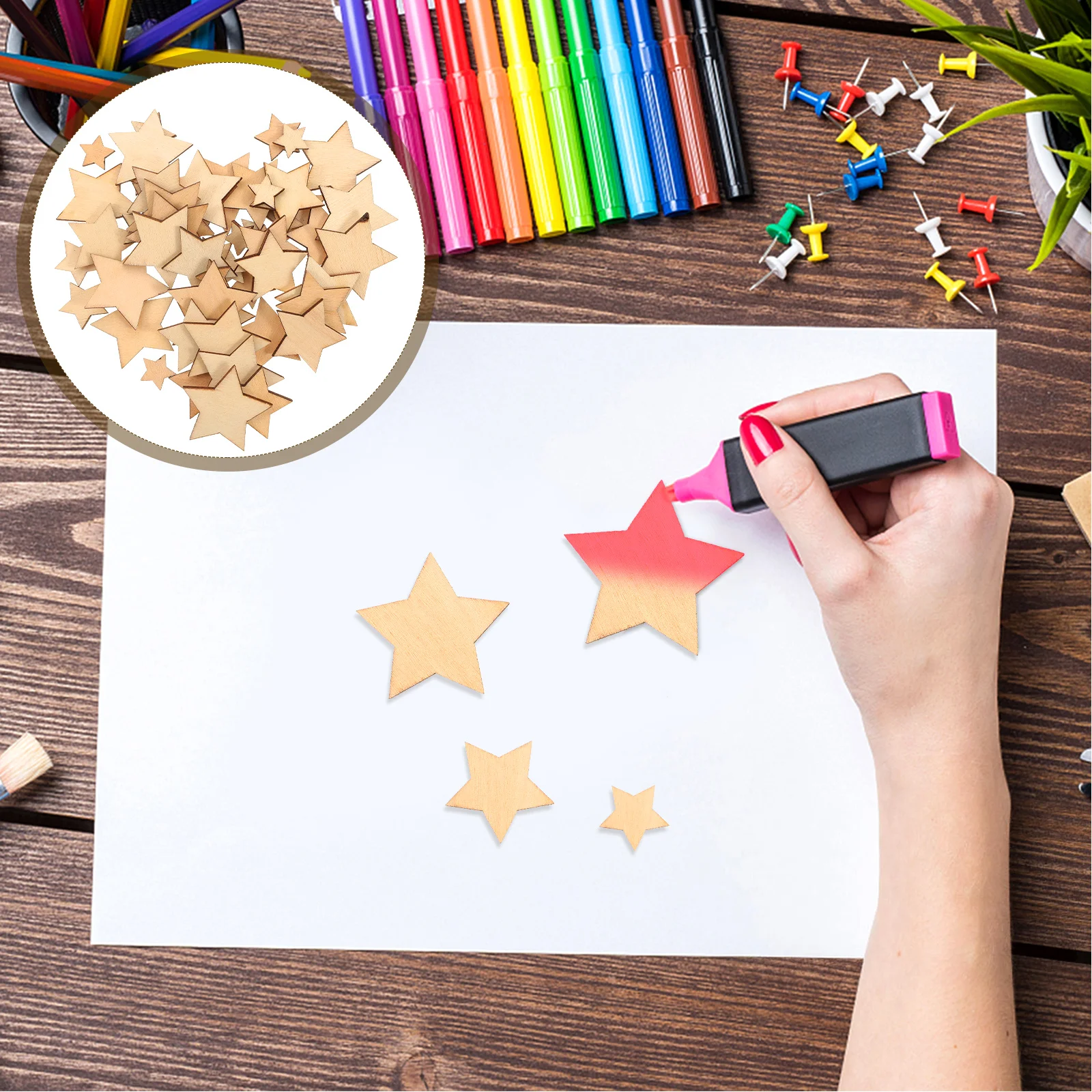 100 шт. незаконченные деревянные звезды вырезные диски ассортимент для лоскутного