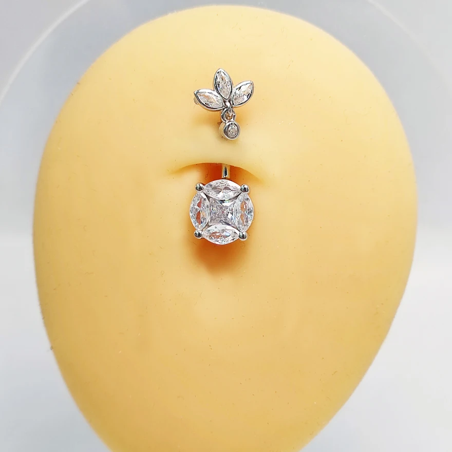 Женское кольцо для пупка с фианитом 14 г