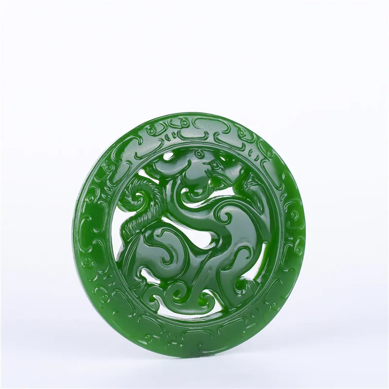 Chinese Green Jade Antique Dragon Jade Pendant Unisex Jewelry Lucky Exorcise evil spirits Amulet Jade Pendant Jade Fine Jewelry