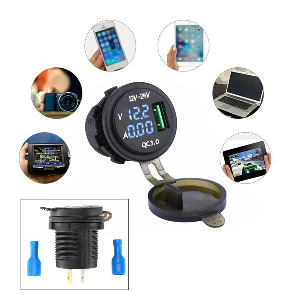 

Blue Socket LED ATV Motorcycle Fast Amp Volt Meter Voltage Useful Durable