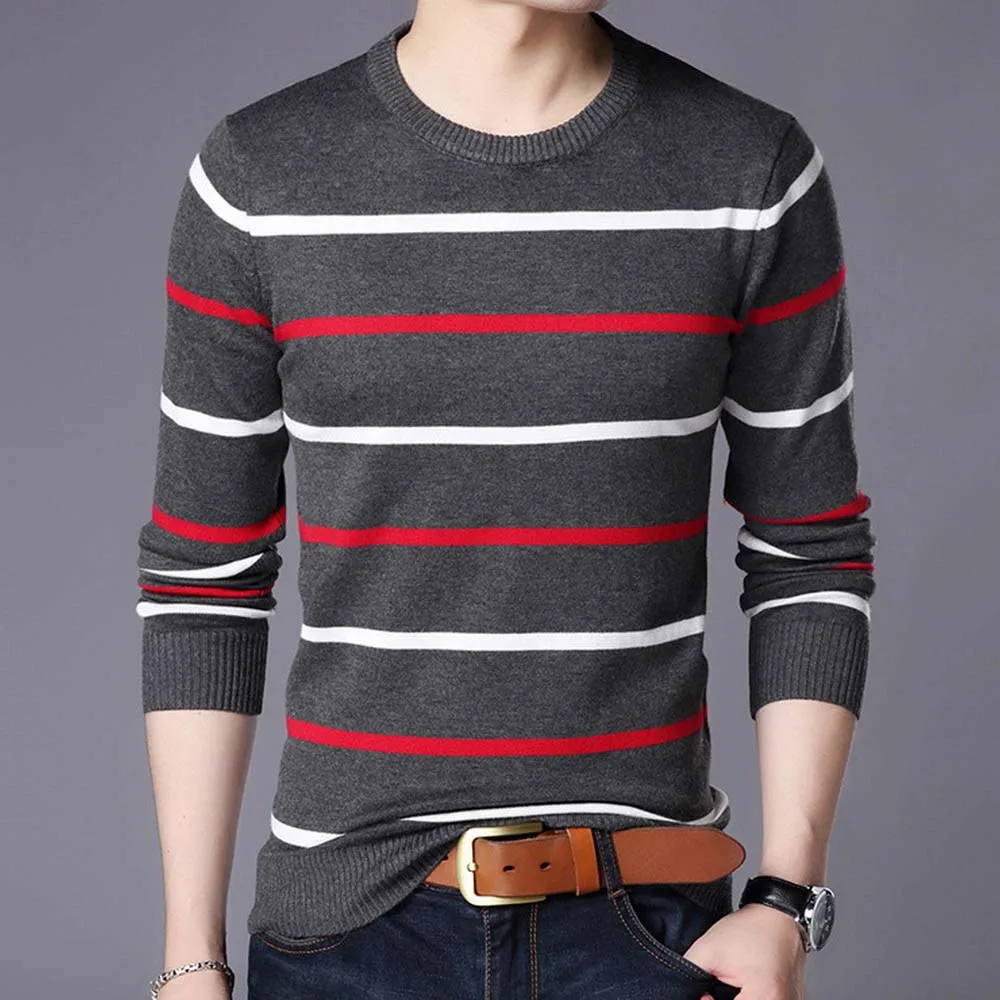 FALIZA Striped Sweater Mens Hight Quality Jumpers Knitred Woolen Fashion Brand Korean Style Pullover Spring Casual Men Clothes |