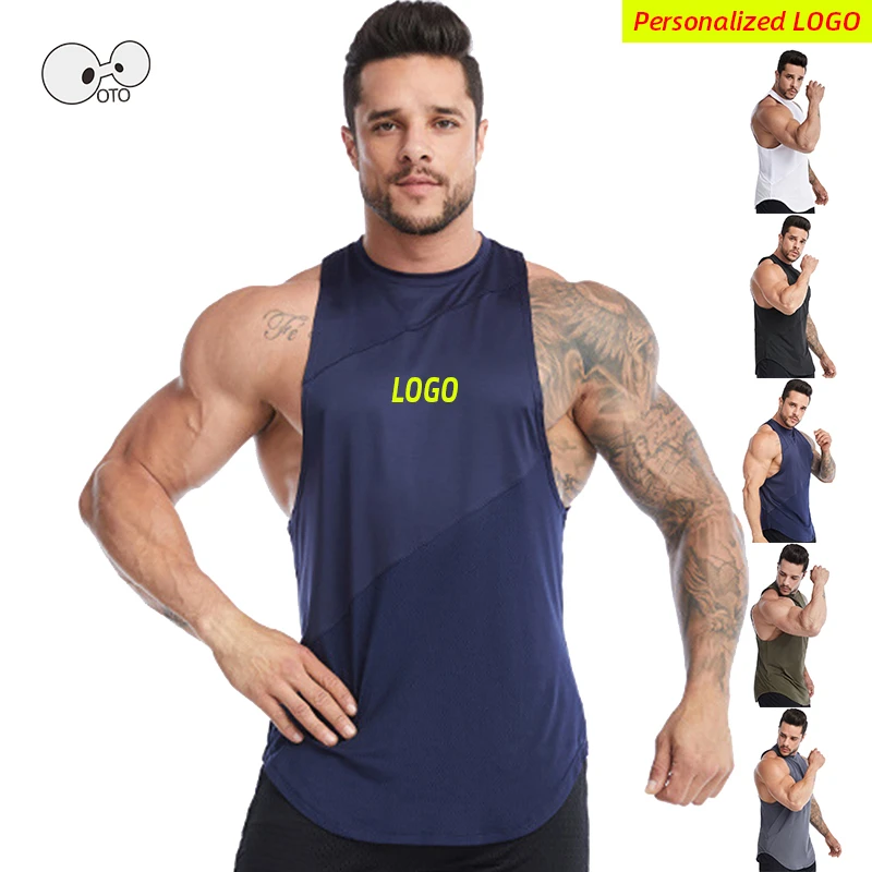 

2022 Summer Loose Bodybuilding Tank Top Men Quick Dry Gym Fitness Sport Training Vest Sleeveless Yoga Running Shirt Personalized