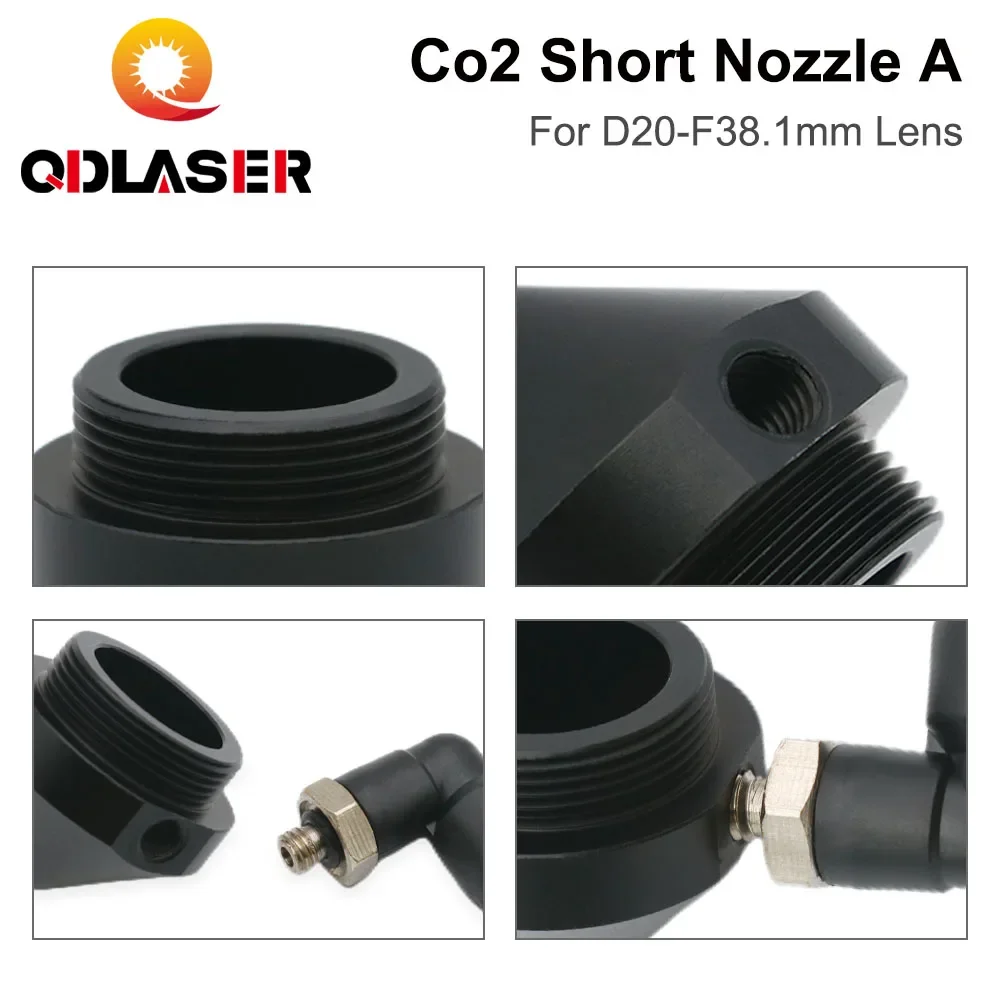 Короткое воздушное сопло QDLASER CO2 A для объектива Dia.20 FL38.1 N01F с фитингом M5 лазерной