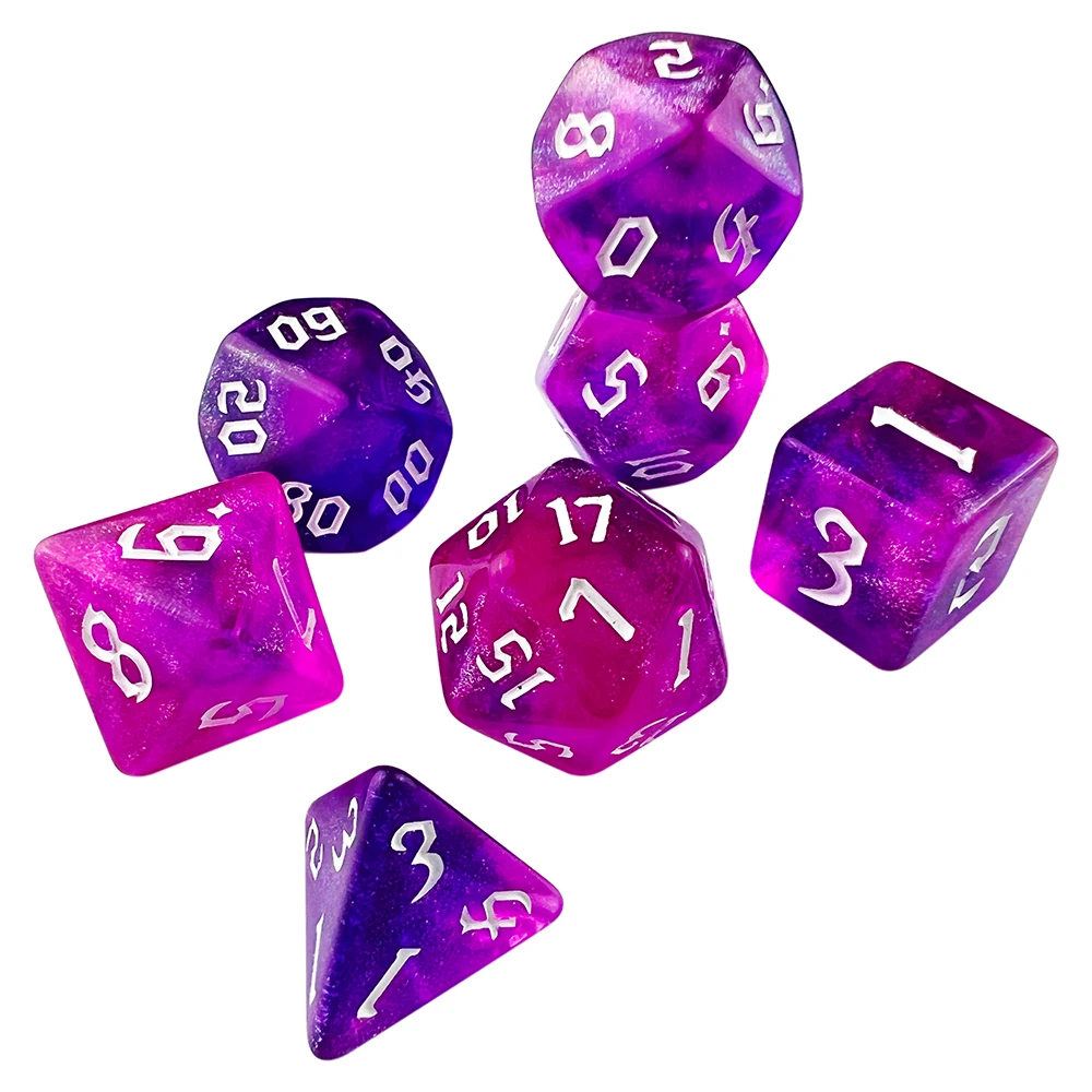 

Iridescent Glitter Polyhedral RPG Dice Set 7-Piece D4 D6 D8 D10 D% D12 D20 for D&D Role Playing Board Game Tabletop