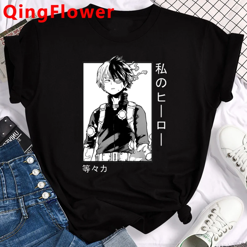 

Моя геройская Академия Bakugou боку нет героев Академия Тодороки Летний Топ Футболка мужская Тонкая гранж винтажная одежда для пары