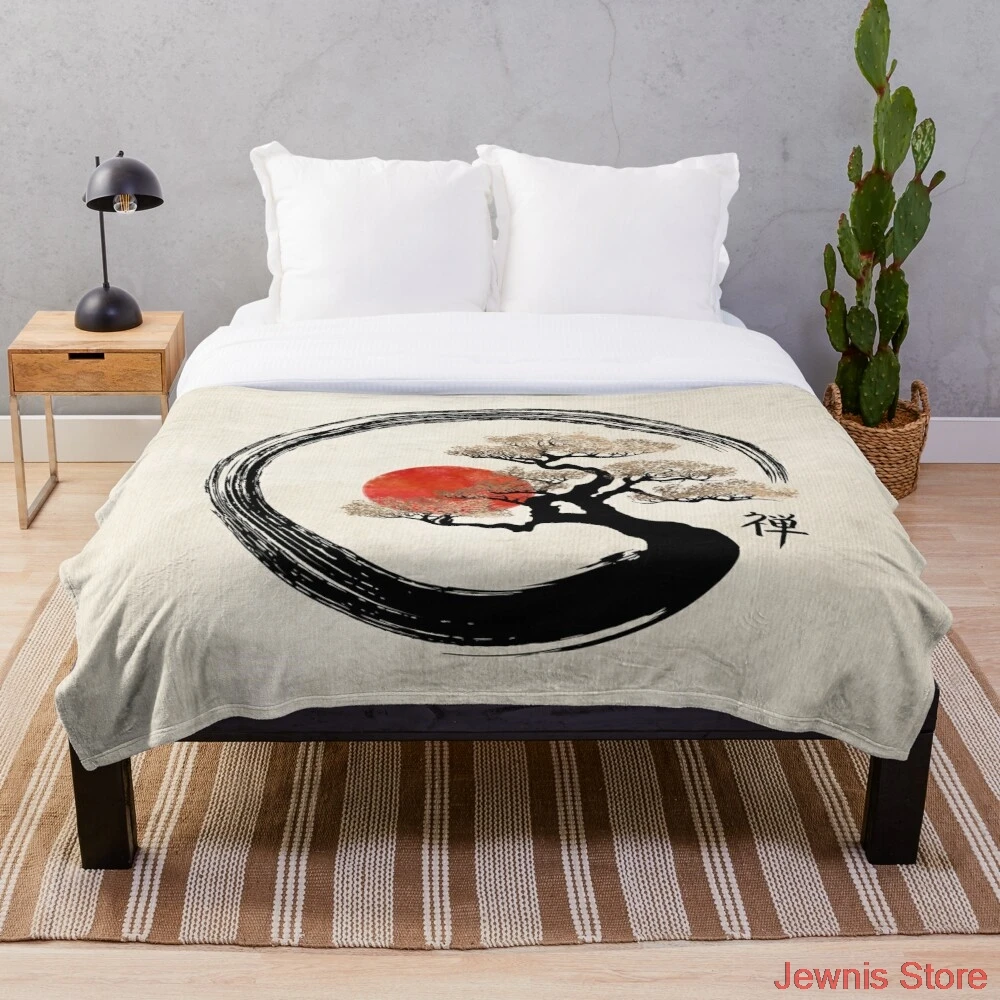 

Круговое и бонсай дерево Enso, искусственное шерстяное одеяло в виде снежинок, Коралловое флисовое покрывало, одеяла, портативное одеяло