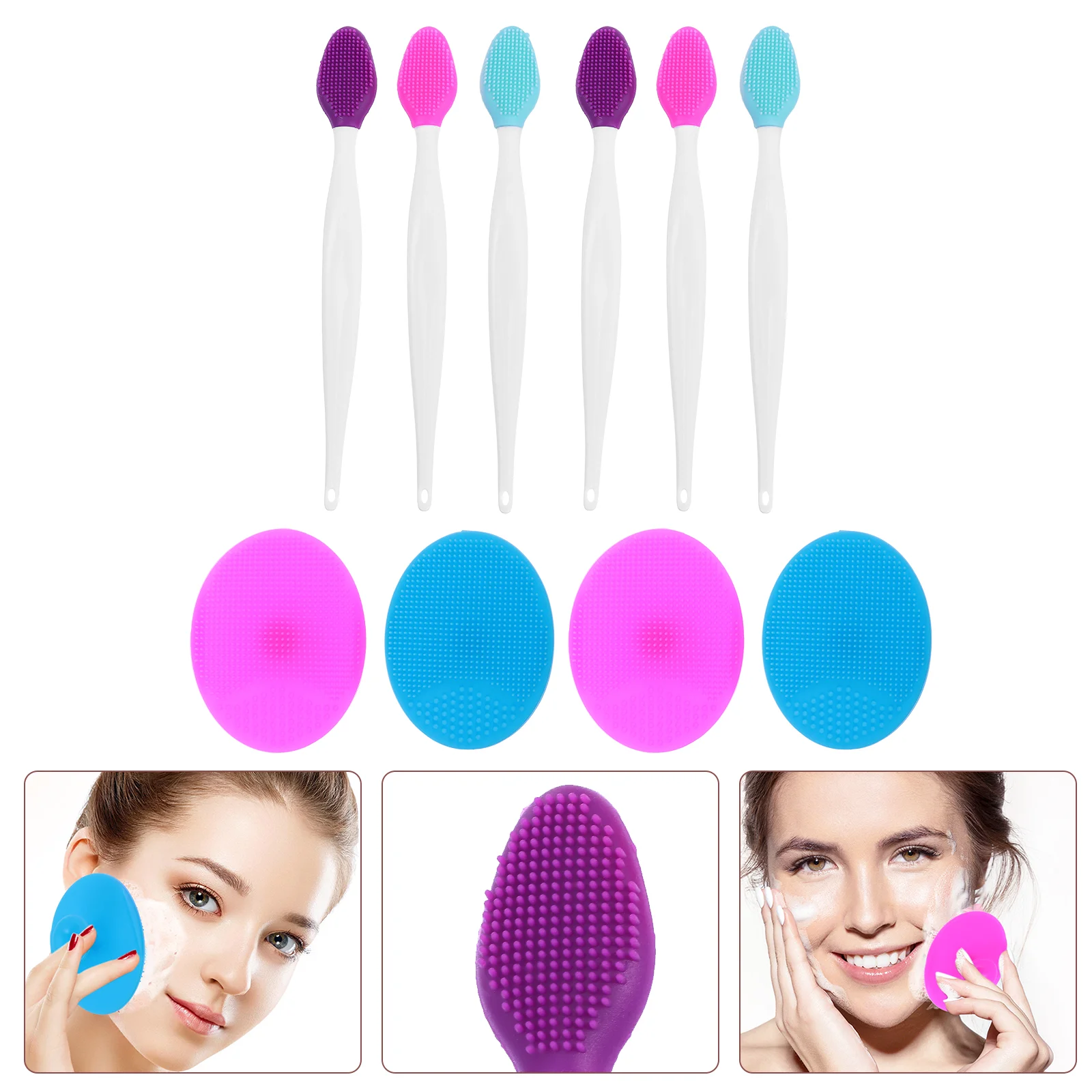 Brush Silicone Face Beauty Cleansing Scrubbing Tool Soft Nose Facial Exfoliating Scrub Cleanser Nasal Sided Double Baby