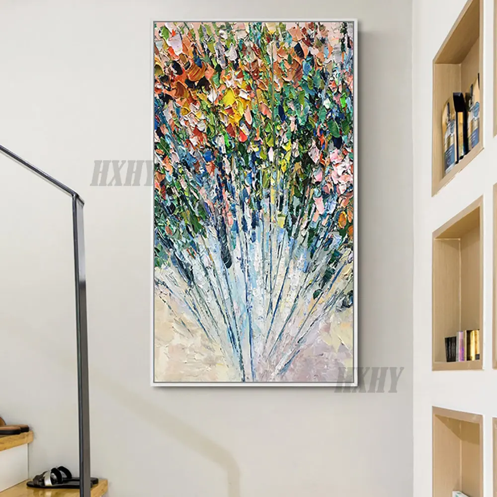 

Texture Thick Flower Handmade Oil Painting Modern Abstract Wall Art Canvas Painting Living Room Salon Decoration Flower Picture