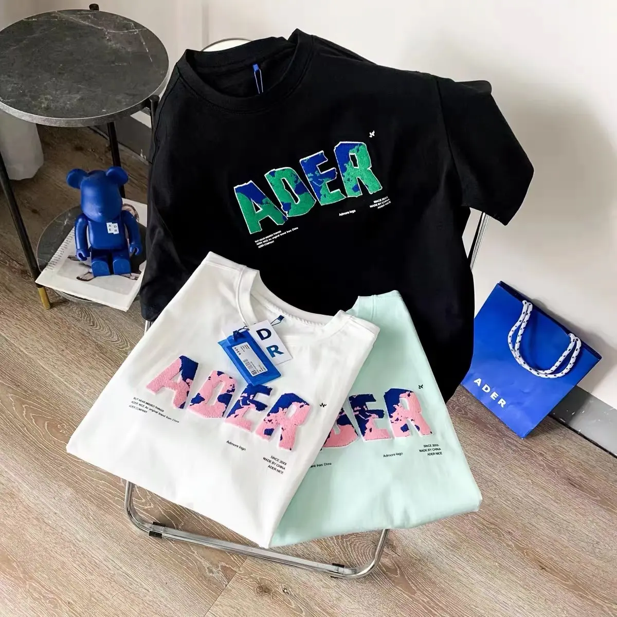 

ADER ERROR summer high-quality joint letter toothbrush embroidered round neck T-shirt loose men and women couple short sleeves