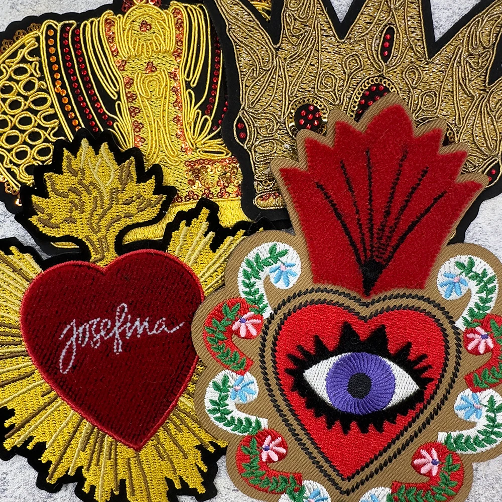 2 шт. модные вышитые бисером блестки сердце корона Женская Вышивка куртка платье