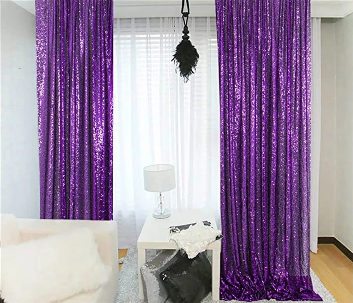 Purple Glitter Photo Booth Backdrop Curtain For Wedding Birthday Christmas Baby Shower Party Decoration