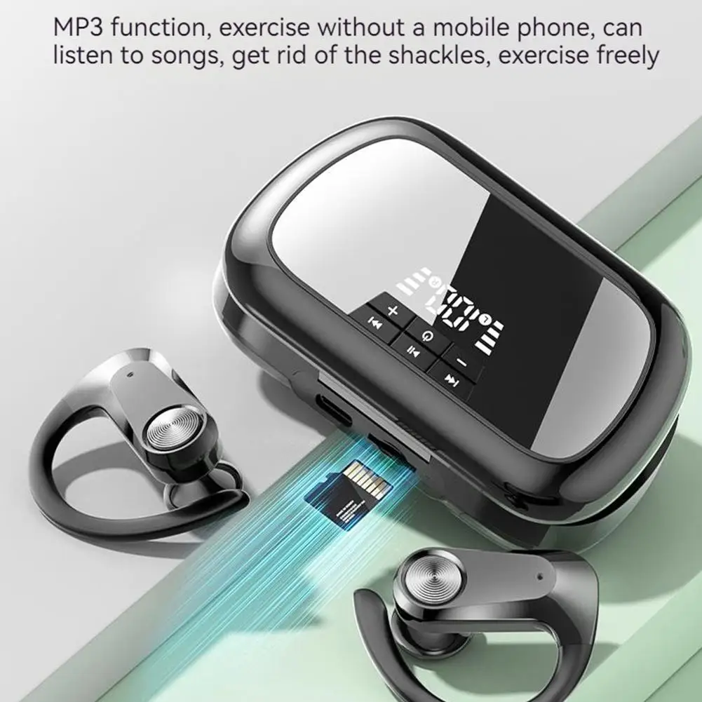

Беспроводные Bluetooth-наушники Q2s с цифровым дисплеем, наушники с шумоподавлением, водонепроницаемые спортивные наушники с креплением на ухо