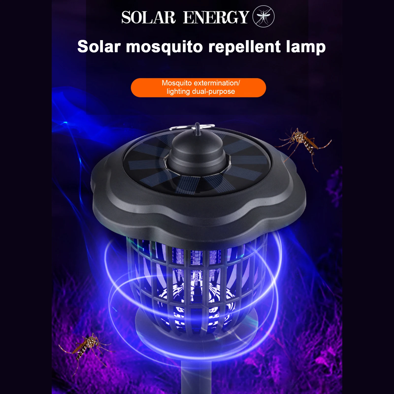 ZK20 Solar energy outdoor lighting courtyard lawn mosquito repellent and fly killing lamp light control sensor + human body sens
