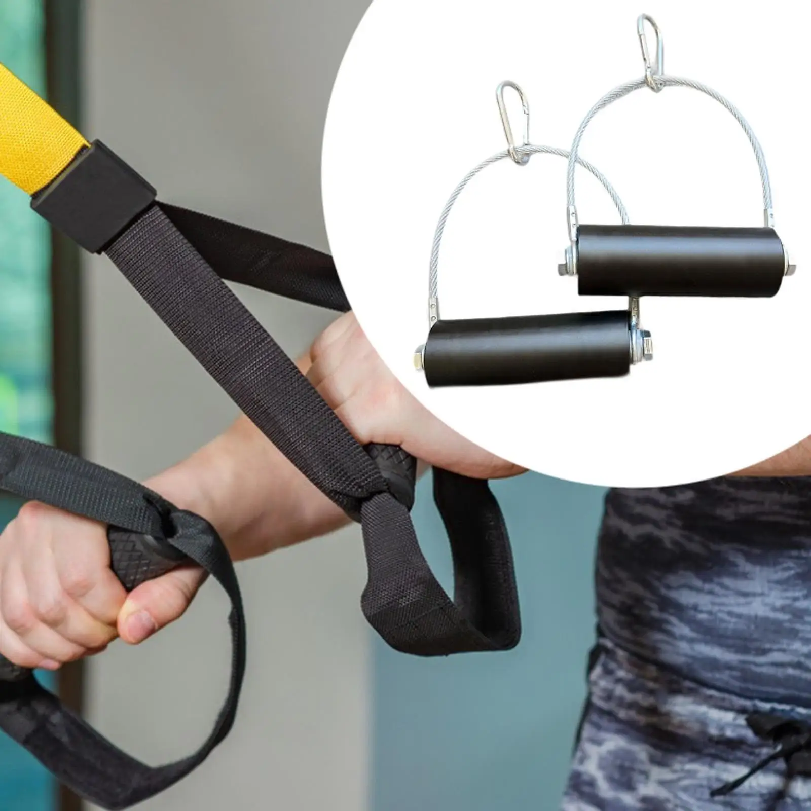 Cable Machine Handles Double D Row Handle Heavy Duty Resistance Band Grips Attachment for Pilates Exercise Bodybuilding