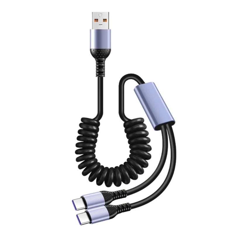 SZ Кабель USB C Пружинная линия передачи данных с двойным портом для одновременной