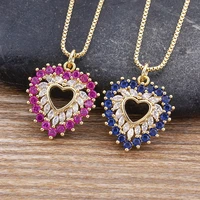nidin charm heart shaped crystal pendant womens fashion copper zircon jewelry rhinestone necklace jewelry party gifts wholesale