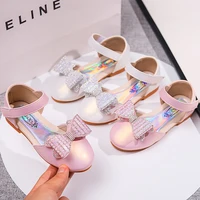 2022 summer kids shoes for girl princess pearl rhinestones shining children flat non slip fashion girls party and wedding shoes