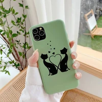 cute cat black and white phone case for iphone 11 12 13 mini pro xs max 8 7 6 6s plus x xr solid candy color case