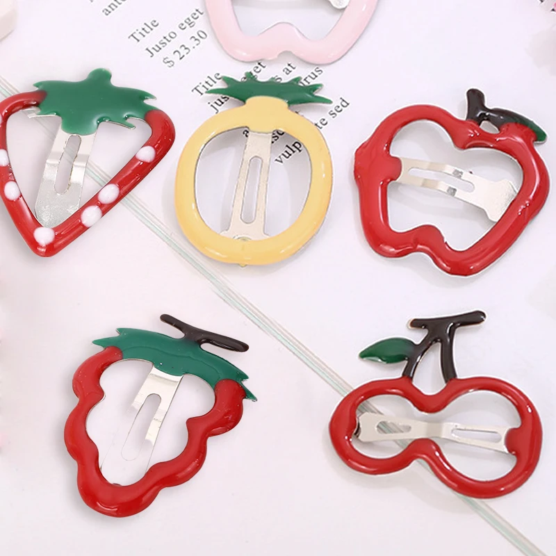 

1/5PCS Children Sweetl Strawberry Apple BB Hair Claw Side Clips For Girls Kids Fruits Hairpin Headwear Ornament Hair Accessories