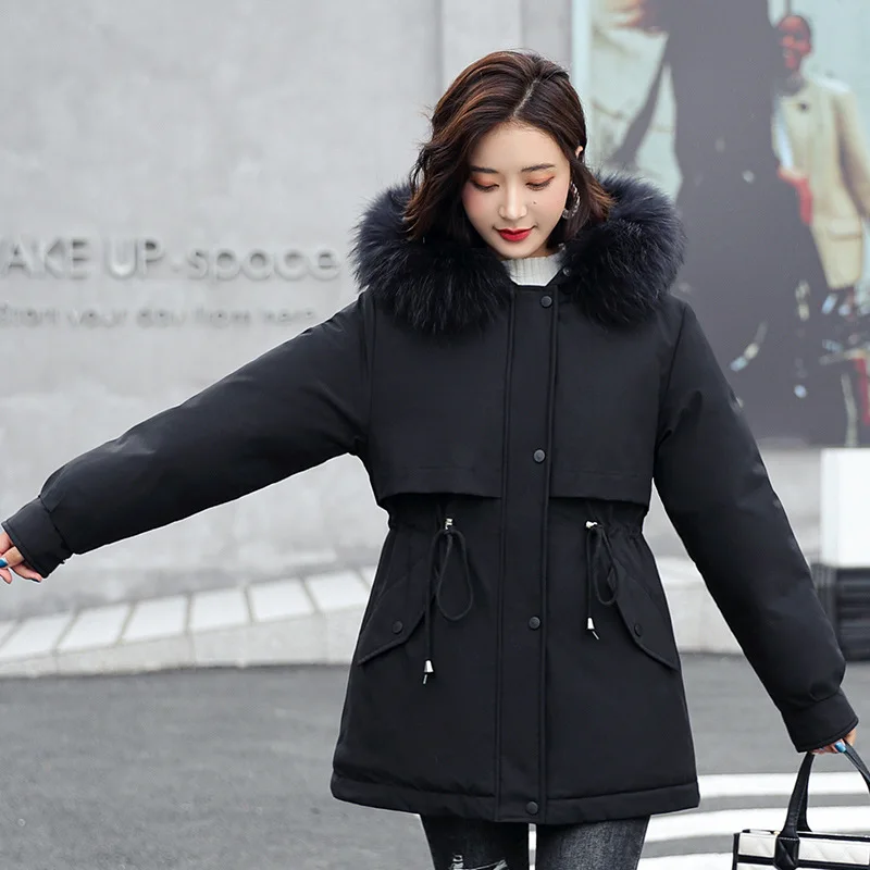 2021 Winter New Mid-length Women's Parkas Hooded Korean Fashion Thick Loose Warm Cotton Female Coat Plus Size Long Women Jacket enlarge