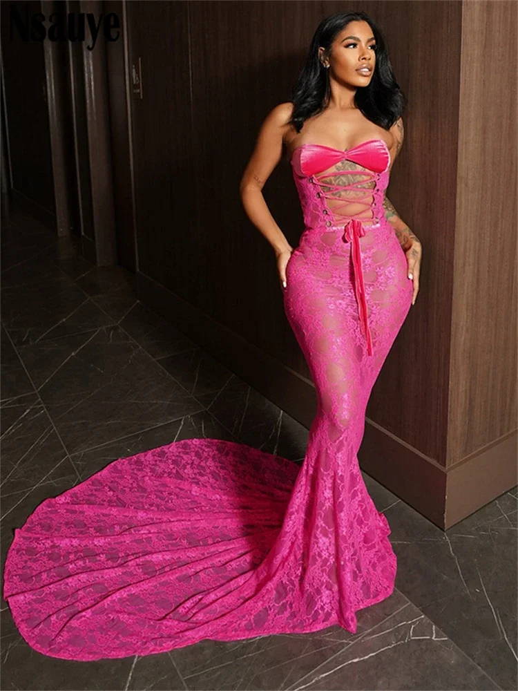 Nsauye Сексуальное Женское модное ажурное элегантное платье-корсет 2024 зимнее