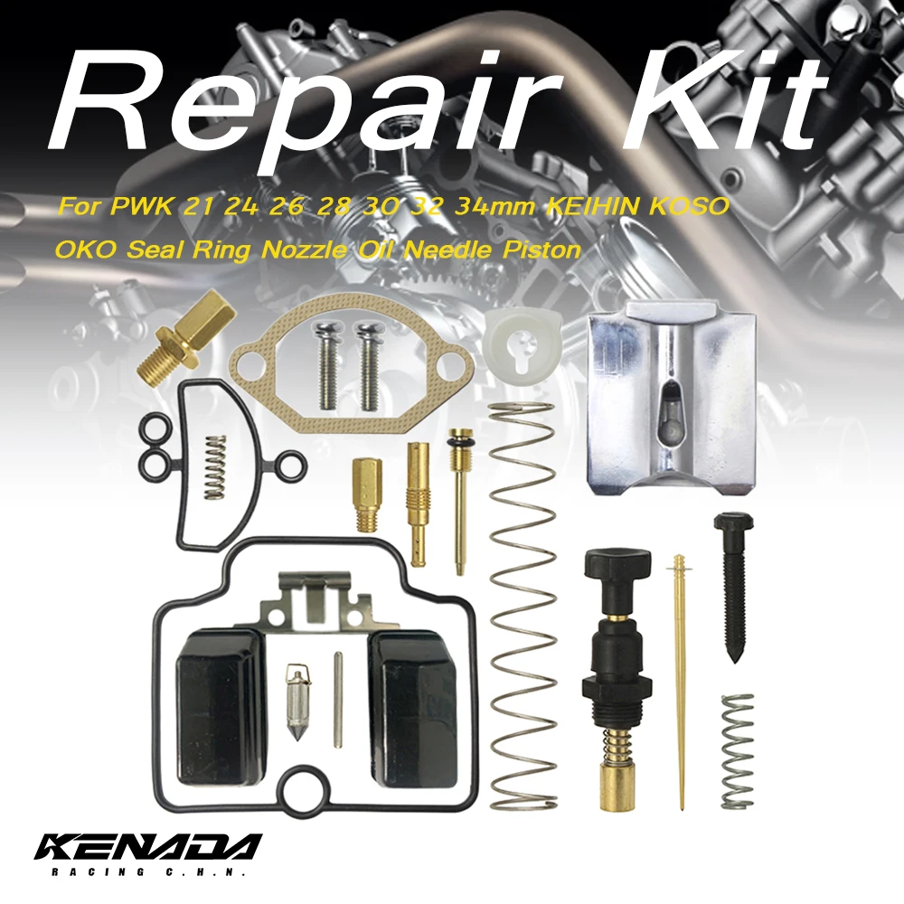 

1 Set Motorcycle carburetor repair rebuild kit for PWK 21 24 26 28 30 32 34mm KEIHIN KOSO OKO Seal Ring Nozzle Oil Needle Piston