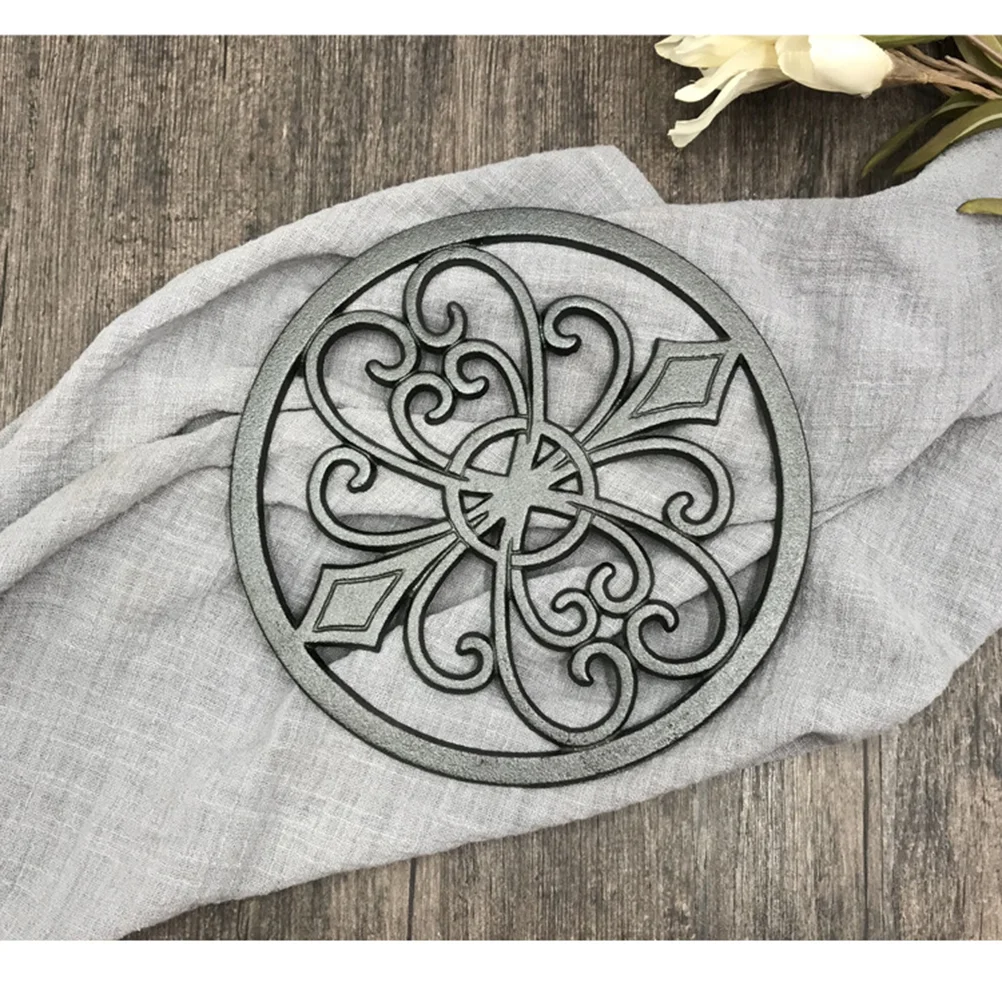 

Trivet Mat Hot Pot Iron Round Cast Silicone Metal Pan Holder Heat Resistant Kitchen Mats Trivets Dish Retro Cup Coaster