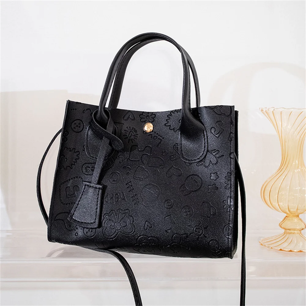 

Women'S Fashion Handbags Retro Solid Color Pu Leather Crossbody Shoulder Bag Cute Pattern Casual Women Shopping Bags 2023 New