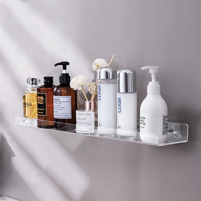 

Strong Bearing Capacity Perforation-free Shelf Transparent Wall-mounted Household Storage Holder U-shaped Home Decoration