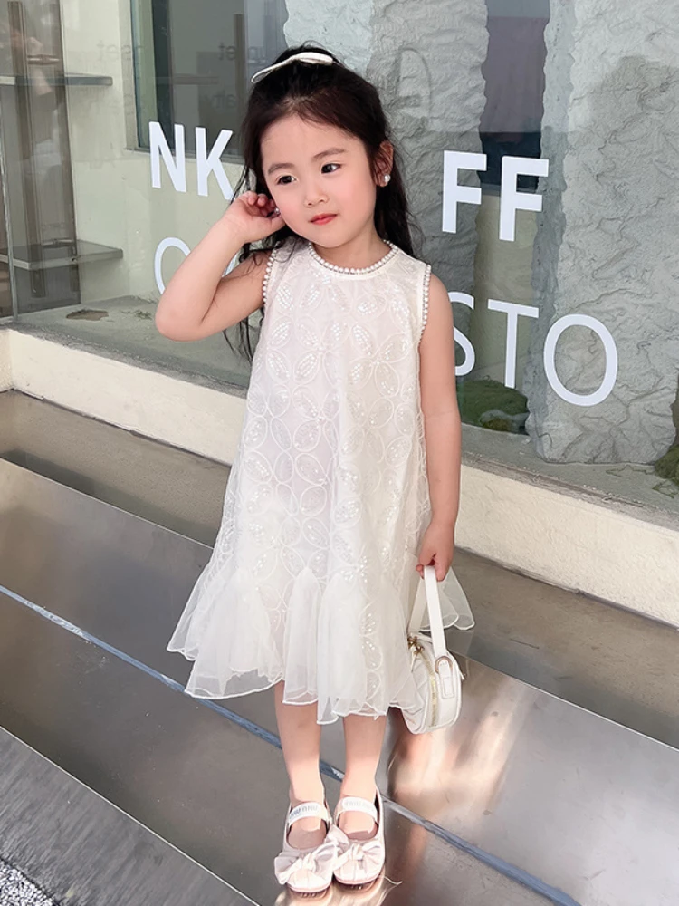 Платье для маленьких девочек лето 2024 новое детское платье принцессы Hanfan нарядное
