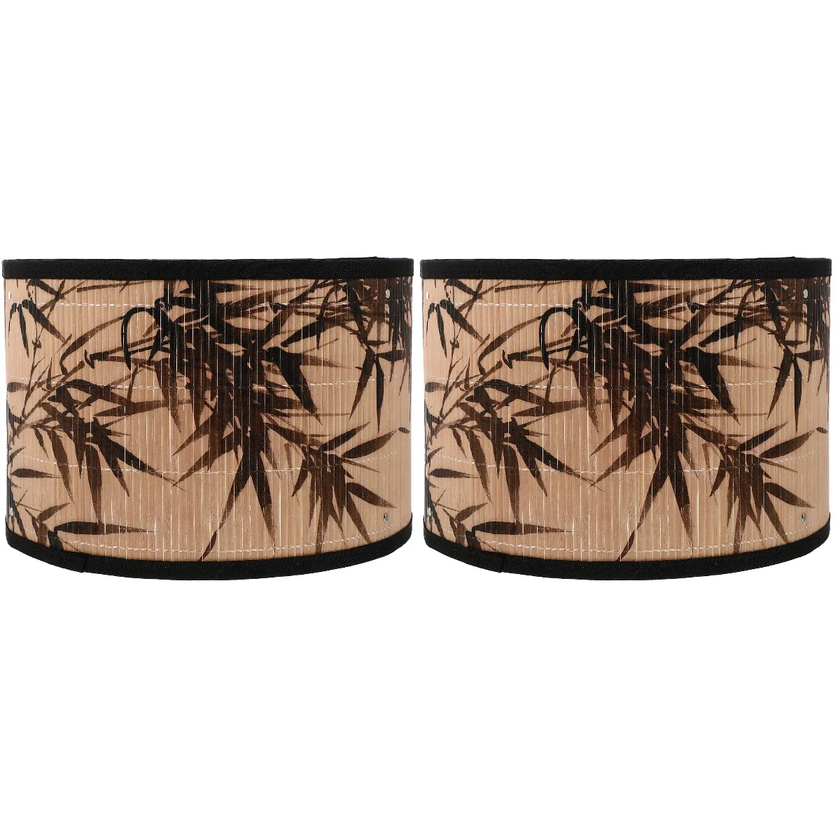 

Set 2 Vintage Accessories Bamboo Lampshade Printed Cover Chandelier Ceiling Wrought Iron