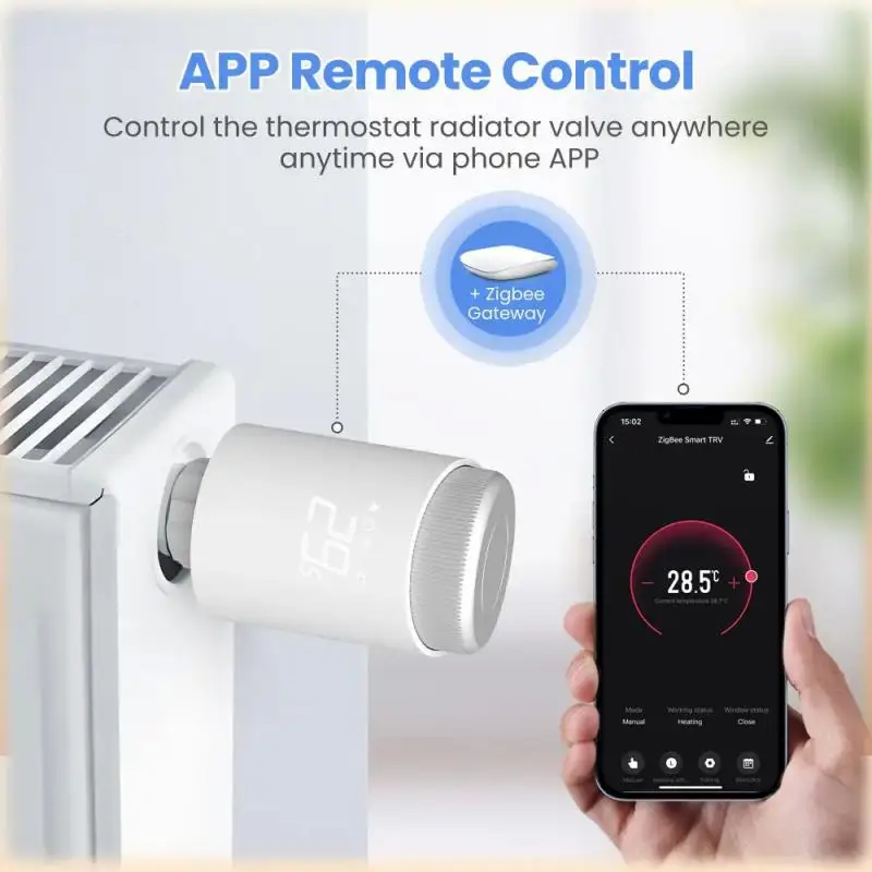Tuya ZigBee Smart TRV Valve Thermostat Radiator Actuator Programmable Temperature Controller Work With Alexa Google Home
