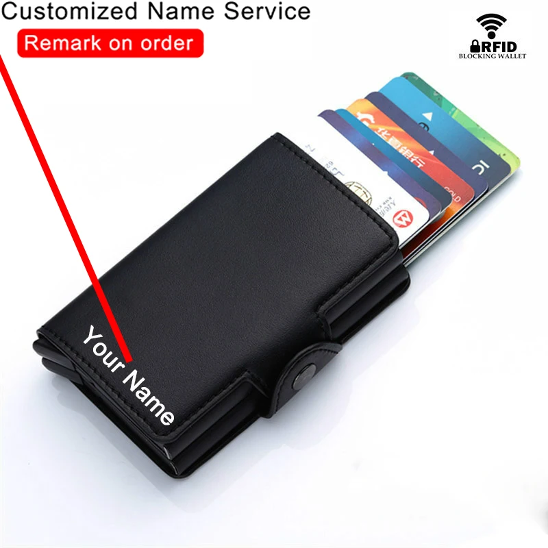 

Engraving Name Smart Wallet Credit Card Holder RFID Anti-thief Wallet Double Aluminum Box ID Card Case Bank CardHolder Purse Bag