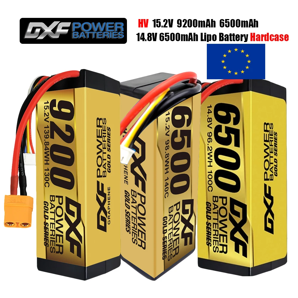 DXF Lipo 4S Battery 14.8V 15.2V 6500mAh 9200mAh Gold Version Graphene Racing Series HardCase for RC Car BX Evader Truggy Buggy enlarge