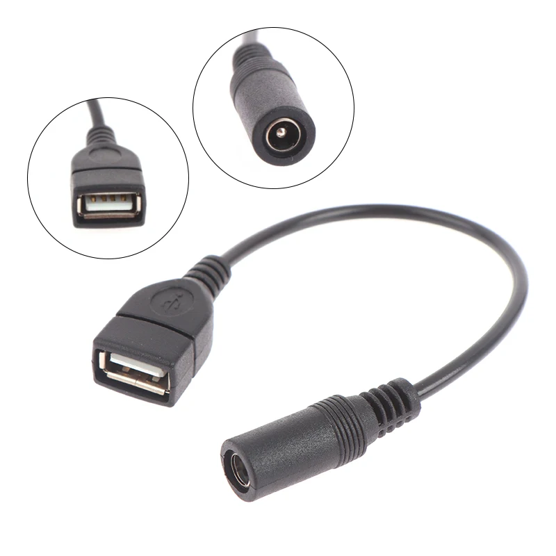 

5.5 x 2.1MM DC Female To USB AF DC Male Power Connector Cable For Laptop Adapter Charger Supply Adapter Tips Connector Plug
