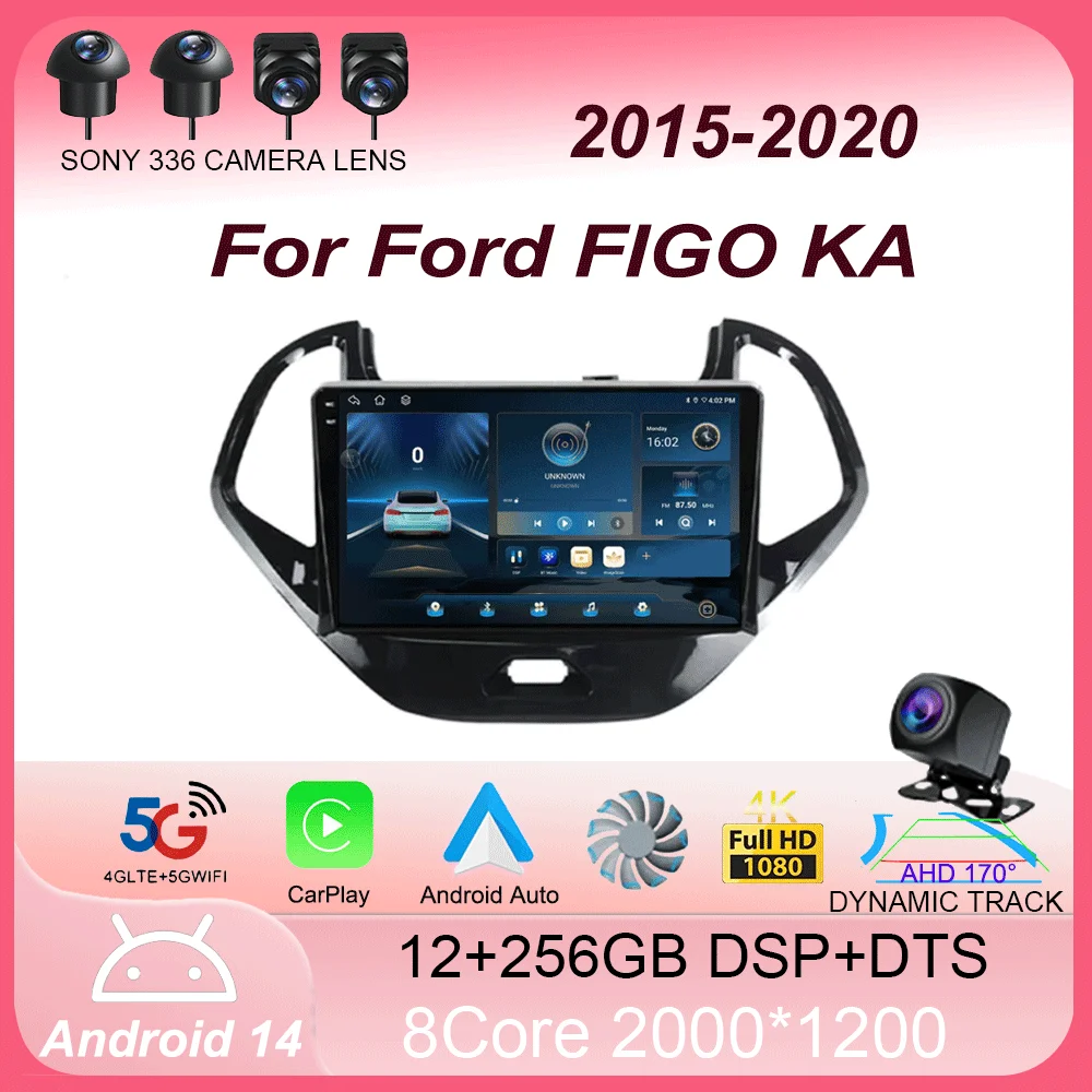 Android 14 Carplay Авто Радио Для Ford FIGO KA 2015-2020 Мультимедийный Видеоплеер Навигация GPS DSP