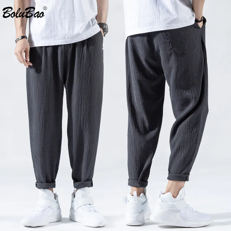 

Мужские штаны-шаровары BOLUBAO, хлопковые и льняные спортивные брюки, повседневные легкие весенне-летние мужские брюки для бега