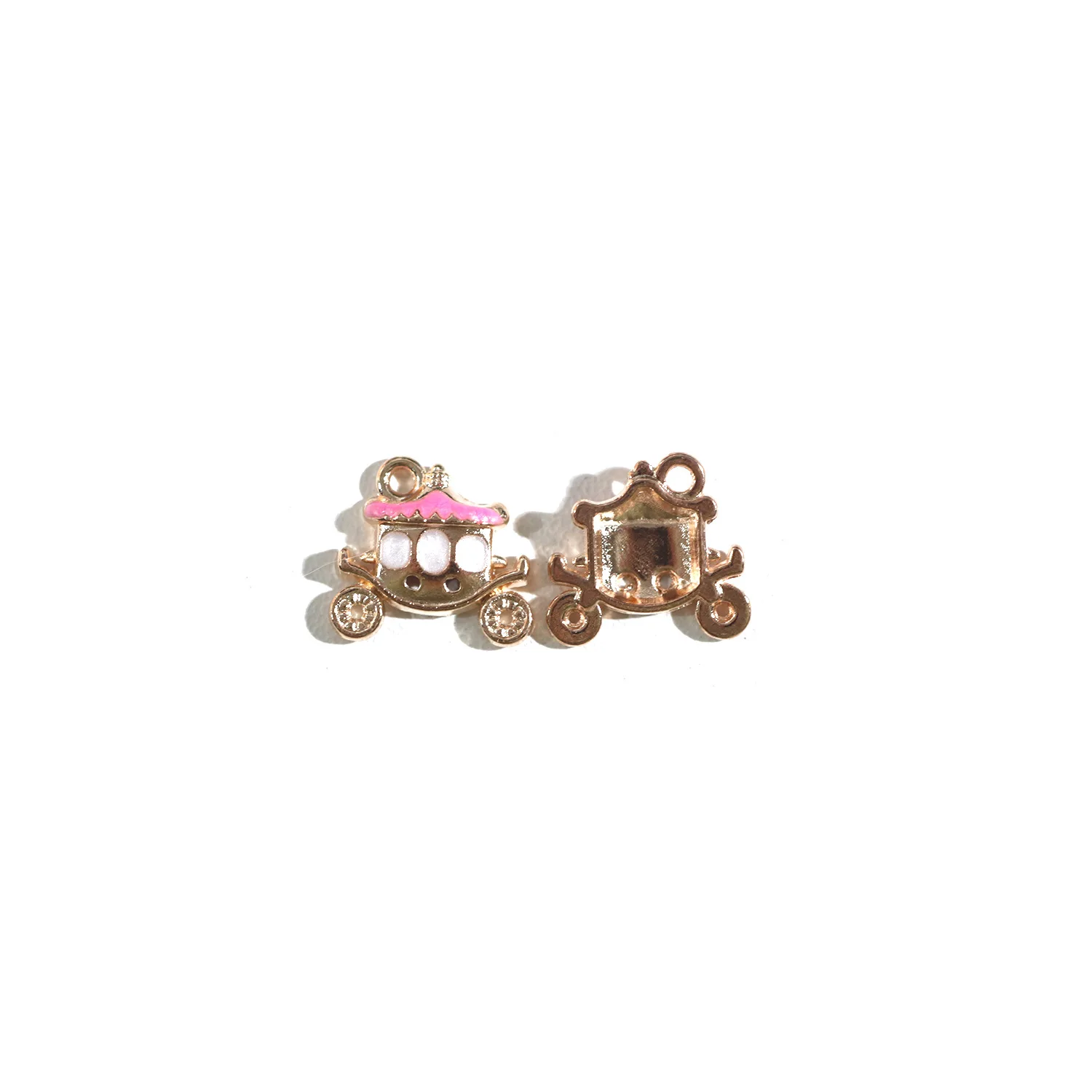10psc Zinc Alloy Pumpkin Cart Enamel Charms Earrings Charms for DIY Jewelry Making Finding Accessories