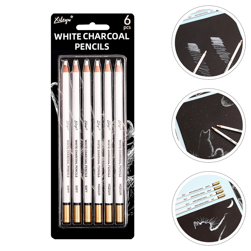

6 Pcs White Chalk Sticks Sketch Painting Sketching Pencils Tools Charcoal