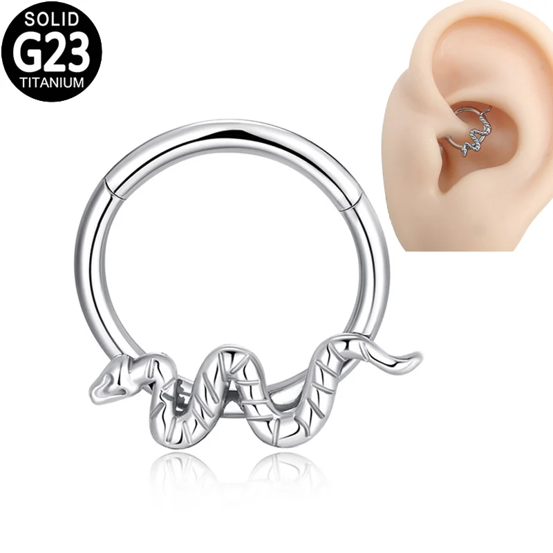 

G23 Titanium Nose Piercing Septum Ring Jewelry for Women Snake Hoop Hinged Segment Ear Cartilage Tragus Helix Earrings Nose Stud