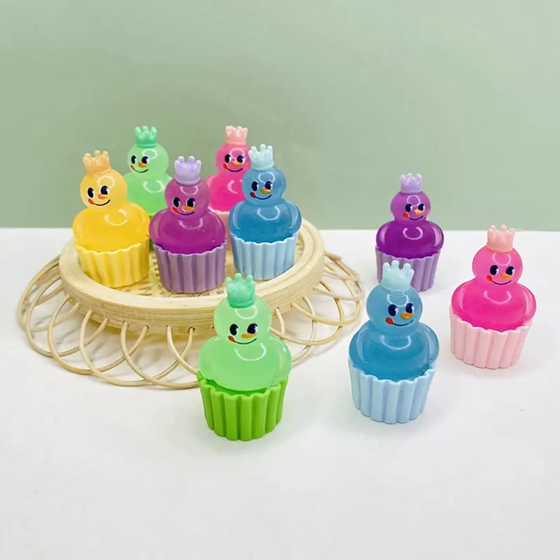 

2Pcs Dollhouse Luminous Snowman Cake Cup Ornament Mini Cute Cartoon Resin Ornaments DIY Doll House Decorations Accessories