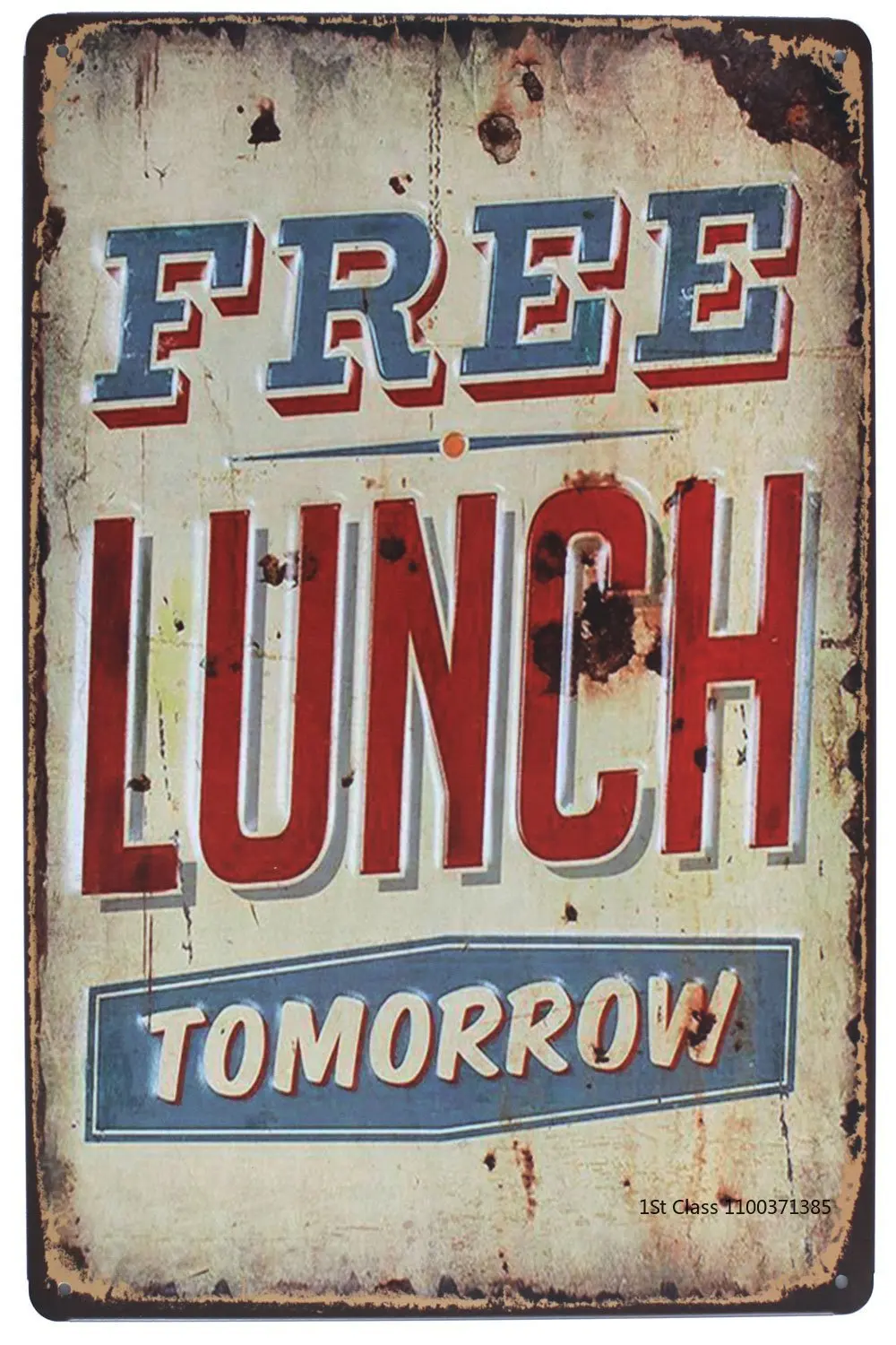 

Free Lunch Tomorrow Metal Tin Sign, Vintage Plaque Poster Restaurant Bar Kitchen Home Wall Decor, 8x12 Inch