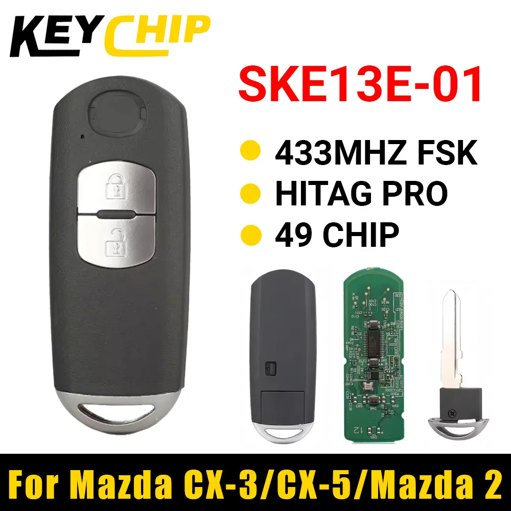 

KC SKE13E-01 для Mazda CX-3 CX-5 2 3 Hatch 6 Wagon 2012 2013 2014 2015 433 МГц PCF7945P ID49 Чип без ключа Смарт-автомобильный дистанционный ключ