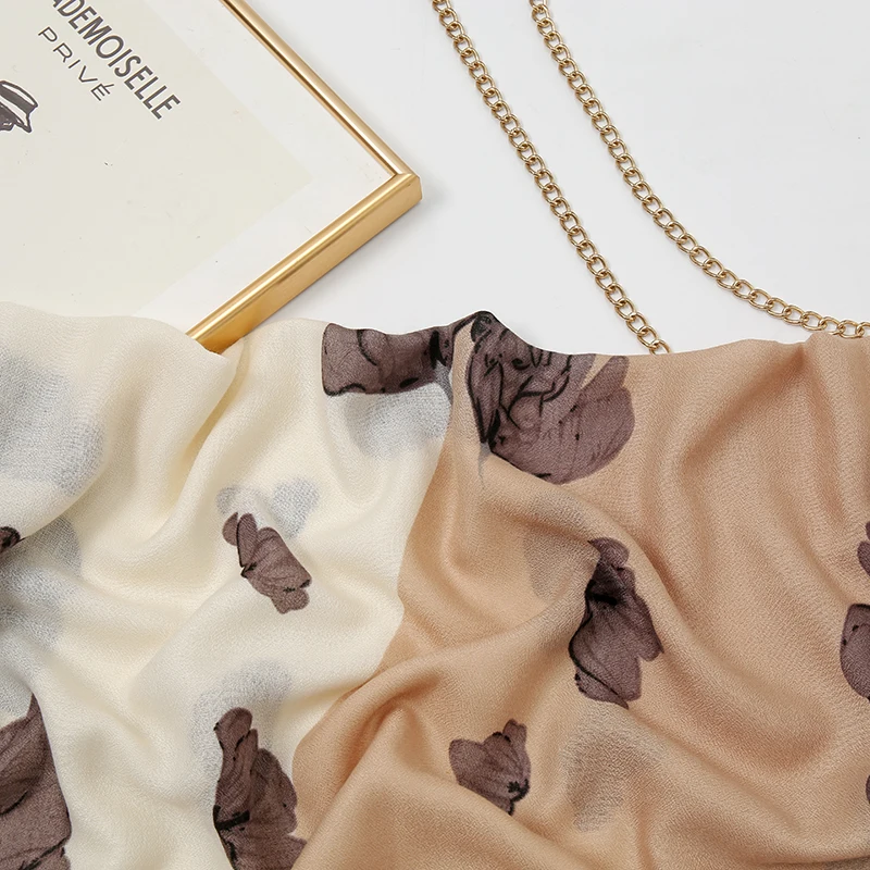 Длинный Шарф-хиджаб С Цветочным Принтом Элегантный Солнцезащитный Платок