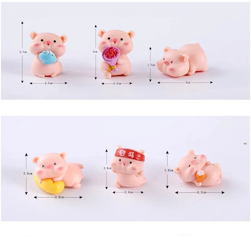 

6 Упаковок Миниатюрных Фигурок Свиней В Пасторальном Пейзаже, Жизненная Сила, Сладкая Свинья, Украшение Стола, Топпер Для Торта
