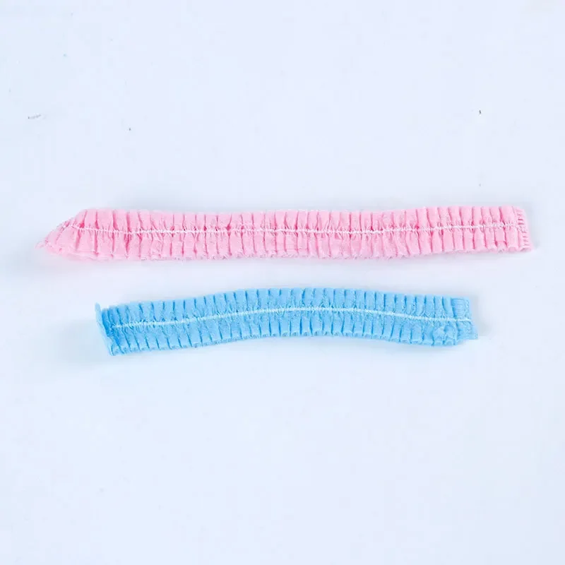 

100pcs Disposable Pleated Elastic Mesh Shape Non-woven Bath Hat For Eyelash Extension Clear Waterproof Hair Hat Shower Cap